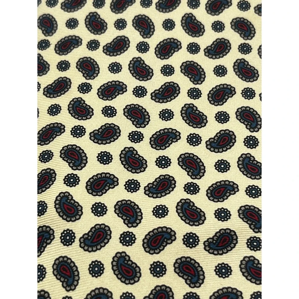 Oscar de la‎ Renta Silk Tie Cream Paisley Pattern Men's Neckwear Vintage